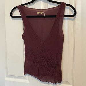 Elegant Burgundy Sleeveless Silk Top
